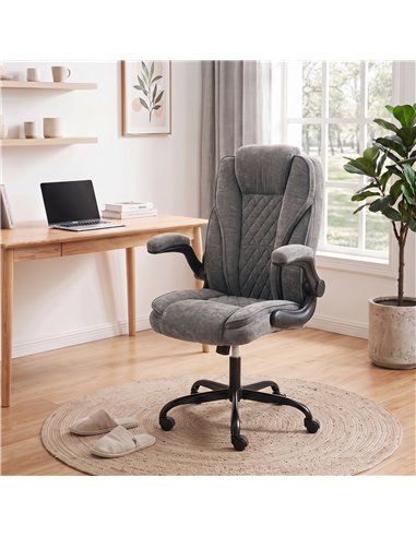HOMCOM Office Chair, Ergonomic Desk Chair with Flip-up Armrest, Pocket Springs, Swivel Wheels, Adjustable Height, Dark Grey