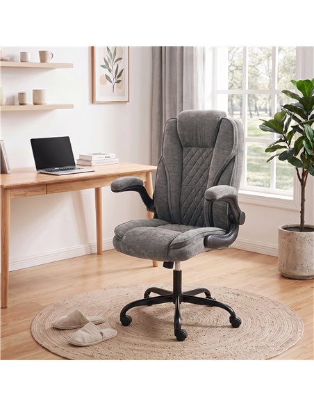 HOMCOM Office Chair, Ergonomic Desk Chair with Flip-up Armrest, Pocket Springs, Swivel Wheels, Adjustable Height, Dark Grey - pic 207341 | FastDaddyshop