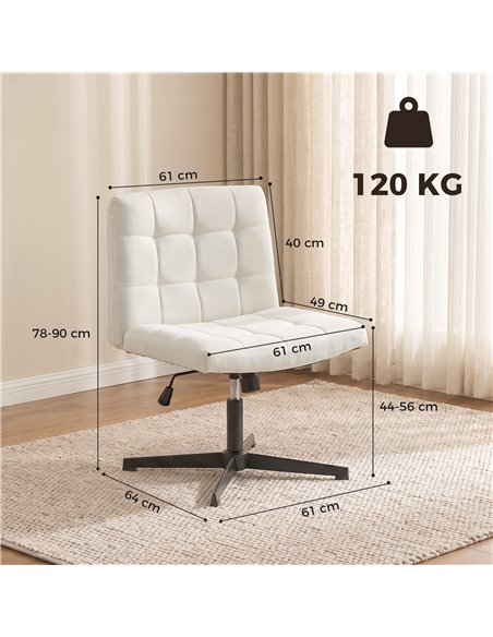 HOMCOM Armless Office Chair, Cross Legged Linen Computer Desk Vanity Chair with Wide Seat, Rocking Function, Beige - pic 207353 | FastDaddyshop