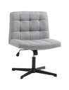 HOMCOM Armless Office Chair, Cross Legged Linen Computer Desk Vanity Chair with Wide Seat, Rocking Function, Grey