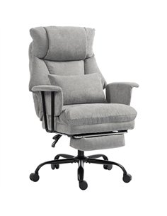 HOMCOM Office Chair, 180kg Heavy Duty Linen Computer Desk Chair with Lumbar Support, Wide Seat, Spring Cushion, Grey
