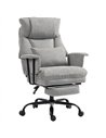 HOMCOM Office Chair, 180kg Heavy Duty Linen Computer Desk Chair with Lumbar Support, Wide Seat, Spring Cushion, Grey