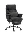 HOMCOM Office Chair, 180kg Heavy Duty Linen Computer Desk Chair with Lumbar Support, Wide Seat, Spring Cushion, Black