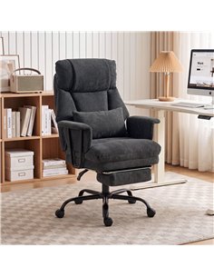 HOMCOM Office Chair, 180kg Heavy Duty Linen Computer Desk Chair with Lumbar Support, Wide Seat, Spring Cushion, Black 2
