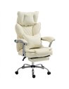 HOMCOM Executive Office Chair, PU Big and Tall Office Chair 180 kg with Wide Seat, Reclining, Lumbar Support, Beige