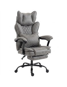 HOMCOM Executive Office Chair, Leathaire Big and Tall Office Chair 180 kg with Wide Seat, Reclining, Lumbar Support, Grey