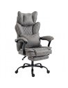 HOMCOM Executive Office Chair, Leathaire Big and Tall Office Chair 180 kg with Wide Seat, Reclining, Lumbar Support, Grey