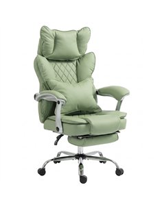 HOMCOM Executive Office Chair, PU Big and Tall Office Chair 180 kg with Wide Seat, Reclining, Lumbar Support, Light Green