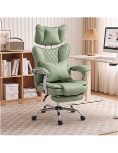 HOMCOM Executive Office Chair, PU Big and Tall Office Chair 180 kg with Wide Seat, Reclining, Lumbar Support, Light Green 2