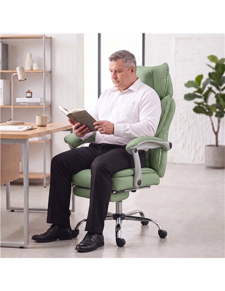 HOMCOM Executive Office Chair, PU Big and Tall Office Chair 180 kg with Wide Seat, Reclining, Lumbar Support, Light Green - pic 207421 | FastDaddyshop