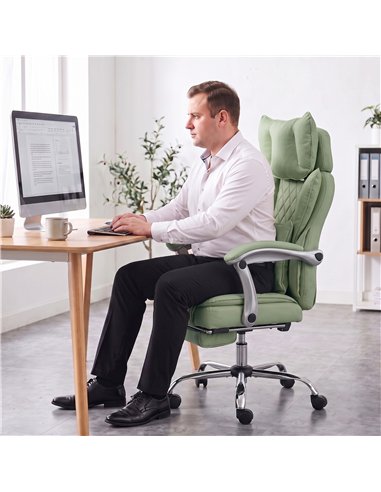 HOMCOM Executive Office Chair, PU Big and Tall Office Chair 180 kg with Wide Seat, Reclining, Lumbar Support, Light Green