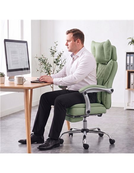 HOMCOM Executive Office Chair, PU Big and Tall Office Chair 180 kg with Wide Seat, Reclining, Lumbar Support, Light Green - pic 207422 | FastDaddyshop
