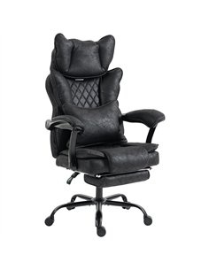 HOMCOM Executive Office Chair, Leathaire Big and Tall Office Chair 180 kg with Wide Seat, Reclining, Lumbar Support, Black