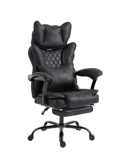 HOMCOM Executive Office Chair, Leathaire Big and Tall Office Chair 180 kg with Wide Seat, Reclining, Lumbar Support, Black - pic 207423 | FastDaddyshop
