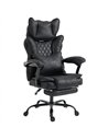 HOMCOM Executive Office Chair, Leathaire Big and Tall Office Chair 180 kg with Wide Seat, Reclining, Lumbar Support, Black