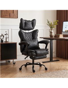 HOMCOM Executive Office Chair, Leathaire Big and Tall Office Chair 180 kg with Wide Seat, Reclining, Lumbar Support, Black 2
