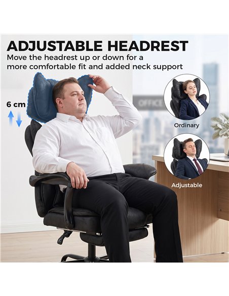 HOMCOM Executive Office Chair, Leathaire Big and Tall Office Chair 180 kg with Wide Seat, Reclining, Lumbar Support, Black - pic 207427 | FastDaddyshop