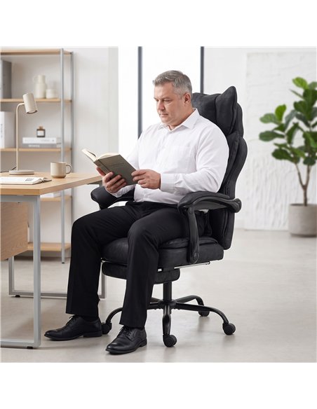 HOMCOM Executive Office Chair, Leathaire Big and Tall Office Chair 180 kg with Wide Seat, Reclining, Lumbar Support, Black - pic 207430 | FastDaddyshop