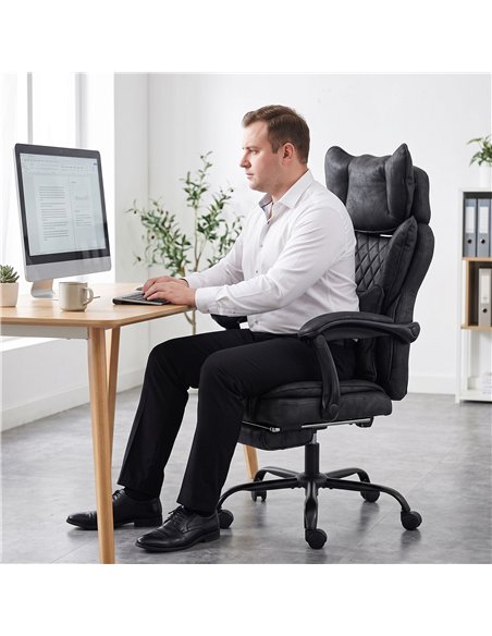 HOMCOM Executive Office Chair, Leathaire Big and Tall Office Chair 180 kg with Wide Seat, Reclining, Lumbar Support, Black - pic 207431 | FastDaddyshop