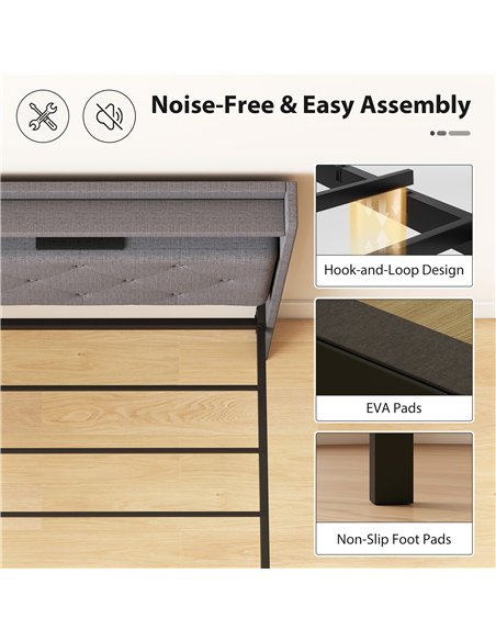 HOMCOM Floating Bed Frame, Upholstered 3ft Single Size Bed, Platform Bed with RGB LED Lights and Charging Station, Grey - pic 207439 | FastDaddyshop
