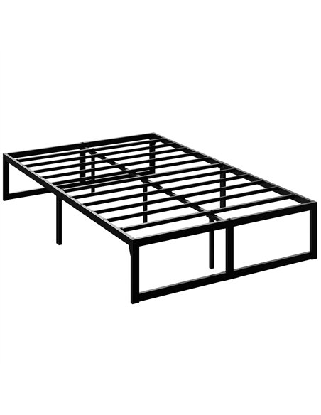 HOMCOM 4ft Small Double Bed Frame with Underbed Storage and Steel Slat Support, 32.5 cm Height, Noise-Free, Black - pic 207441 | FastDaddyshop
