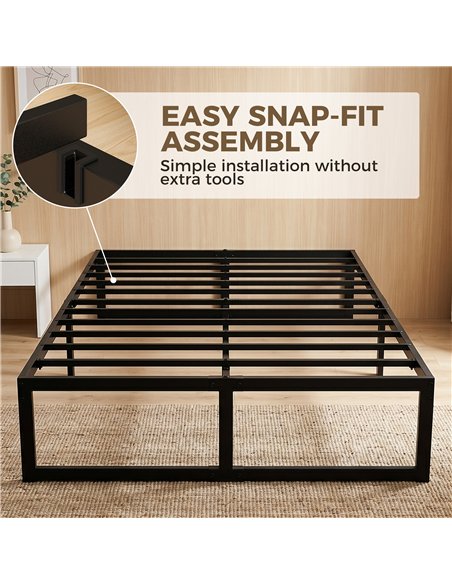 HOMCOM 4ft Small Double Bed Frame with Underbed Storage and Steel Slat Support, 32.5 cm Height, Noise-Free, Black - pic 207445 | FastDaddyshop