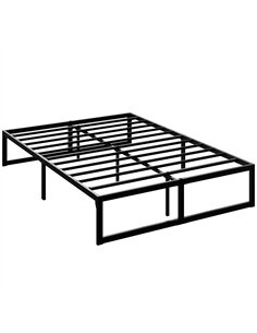 HOMCOM 4ft6 Double Bed Frame with Underbed Storage and Steel Slat Support, 32.5 cm Height, Noise-Free, Black
