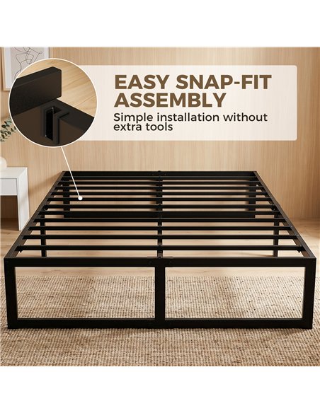 HOMCOM 4ft6 Double Bed Frame with Underbed Storage and Steel Slat Support, 32.5 cm Height, Noise-Free, Black - pic 207454 | FastDaddyshop