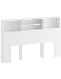 HOMCOM King-Size Headboard with Storage, Freestanding Bed Headboard with 4 Open Compartments for Bedroom, White