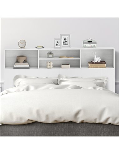 HOMCOM King-Size Headboard with Storage, Freestanding Bed Headboard with 4 Open Compartments for Bedroom, White