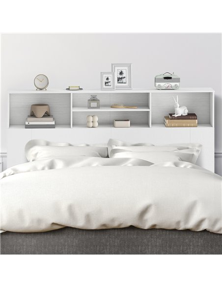 HOMCOM King-Size Headboard with Storage, Freestanding Bed Headboard with 4 Open Compartments for Bedroom, White - pic 207464 | FastDaddyshop