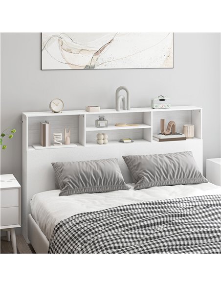 HOMCOM King-Size Headboard with Storage, Freestanding Bed Headboard with 4 Open Compartments for Bedroom, White - pic 207467 | FastDaddyshop