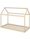 HOMCOM Single Bed Frame, House Scandinavian Wooden Bed Frame for 90W x 190Dcm Mattress, Pine Wood Bed Base, Natural Wood Finish