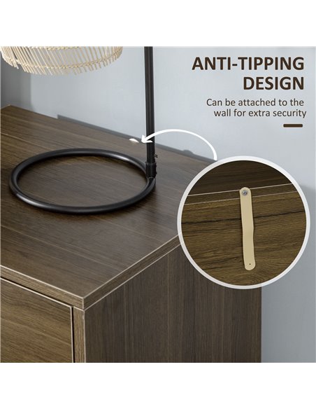HOMCOM Modern Bedside Table, Bedside Cabinet with 2 Drawers, Storage Organiser for Bedroom, Living Room, Brown and Gold - pic 20748 | FastDaddyshop