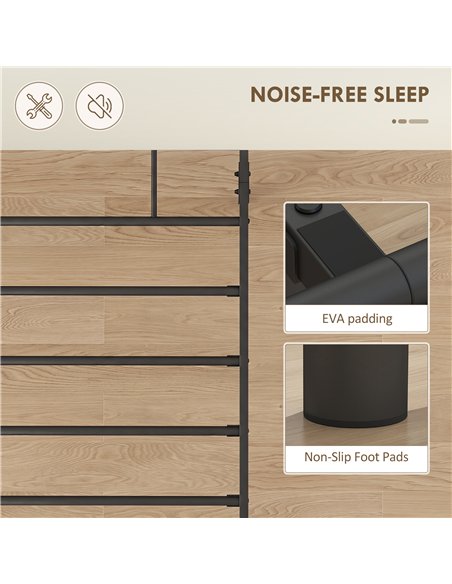 HOMCOM Canopy Bed Frame Double Size, Metal Platform Bed Frame with Headboard and Footboard, Underbed Storage, Black - pic 207490 | FastDaddyshop