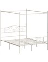 HOMCOM Canopy Bed Frame King Size, Metal Platform Bed Frame with Headboard and Footboard, Underbed Storage, White