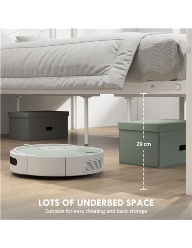 HOMCOM Canopy Bed Frame King Size, Metal Platform Bed Frame with Headboard and Footboard, Underbed Storage, White