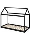 HOMCOM Single Bed Frame, House-Scandinavian-Style Wooden Bed Frame for 90W x 190D cm Mattress, Black