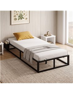 HOMCOM 12 Slats Metal Platform Bed Frame, 3ft Single Bed Frame with Storage Bag and Anti-Slip Pads, Black 2