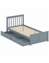 HOMCOM Pine Storage Bed, 3ft Single Solid Wooden Bed Frame with Drawers, Headboard, Wood Slat Support, Grey