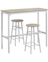 HOMCOM 3 Piece Bar Table Set with 2 Stools, Industrial Bar Table and Stool, Dining Table and Chair, Oak