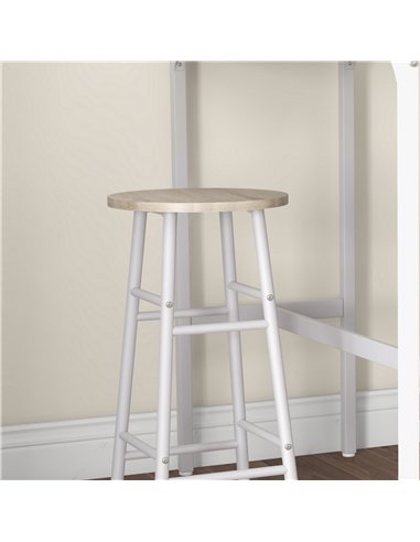 HOMCOM 3 Piece Bar Table Set with 2 Stools, Industrial Bar Table and Stool, Dining Table and Chair, Oak