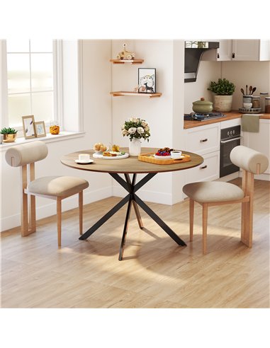 HOMCOM Dining Table for 4, 120 cm Industrial Kitchen Table with Wood Effect Tabletop and Steel Legs, Oak