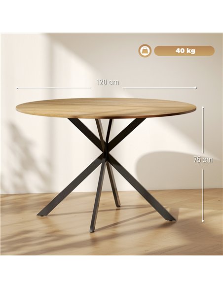 HOMCOM Dining Table for 4, 120 cm Industrial Kitchen Table with Wood Effect Tabletop and Steel Legs, Oak - pic 207623 | FastDaddyshop