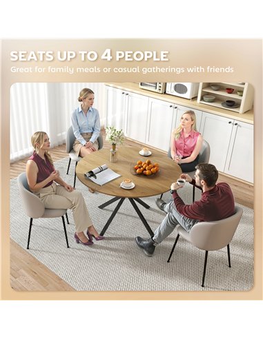 HOMCOM Dining Table for 4, 120 cm Industrial Kitchen Table with Wood Effect Tabletop and Steel Legs, Oak