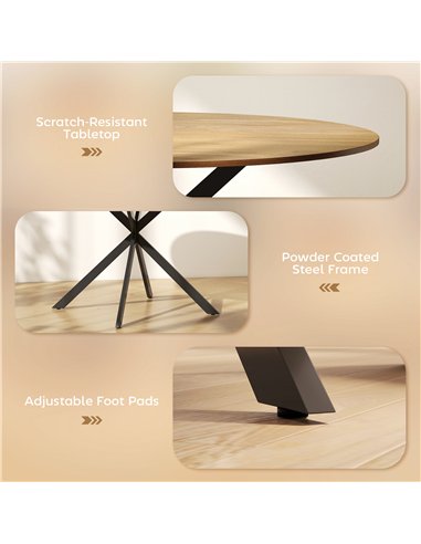 HOMCOM Dining Table for 4, 120 cm Industrial Kitchen Table with Wood Effect Tabletop and Steel Legs, Oak