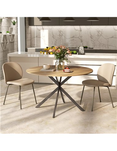 HOMCOM Dining Table for 4, 120 cm Industrial Kitchen Table with Wood Effect Tabletop and Steel Legs, Oak