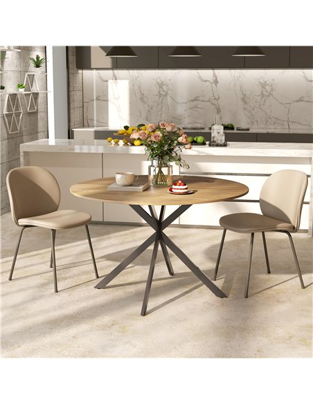 HOMCOM Dining Table for 4, 120 cm Industrial Kitchen Table with Wood Effect Tabletop and Steel Legs, Oak - pic 207628 | FastDaddyshop