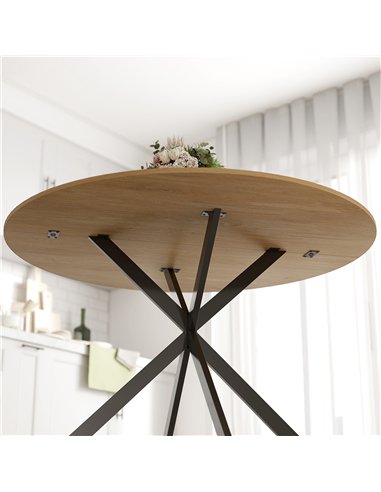 HOMCOM Dining Table for 4, 120 cm Industrial Kitchen Table with Wood Effect Tabletop and Steel Legs, Oak
