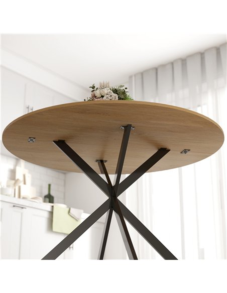 HOMCOM Dining Table for 4, 120 cm Industrial Kitchen Table with Wood Effect Tabletop and Steel Legs, Oak - pic 207629 | FastDaddyshop